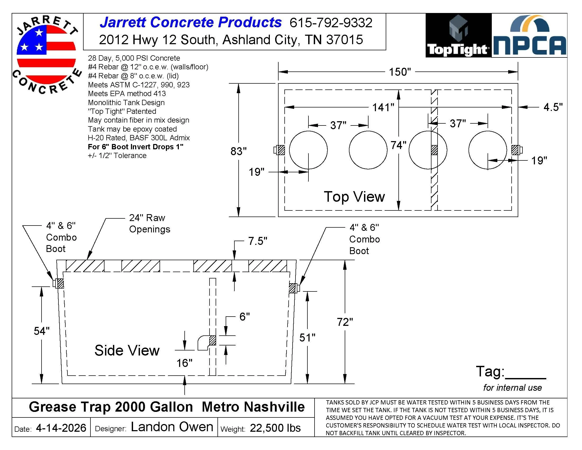 Grease Trap Tanks Specifications | Explore Our Grease Trap